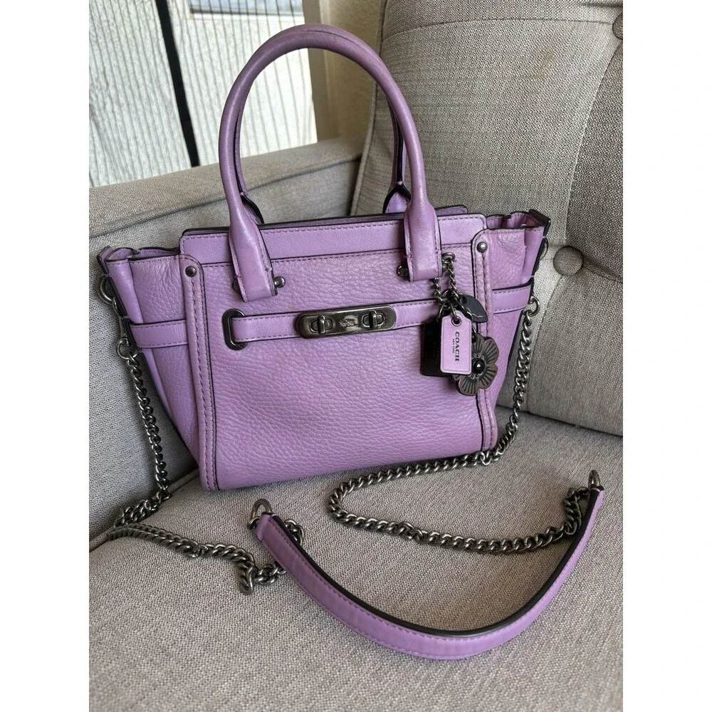 COACH Mini Swagger 21 Orchid Leather W/ Willow Floral Crossbody Limited edition
